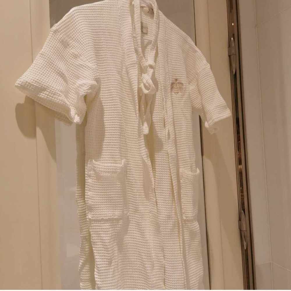 frette 1860 luxury bathrobe Guerlain Limited Edition short sleeve knit Robe New!